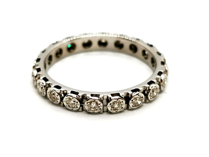 Bague 54 Bague Alliance Or blanc Diamant 58 Facettes 1350047CN