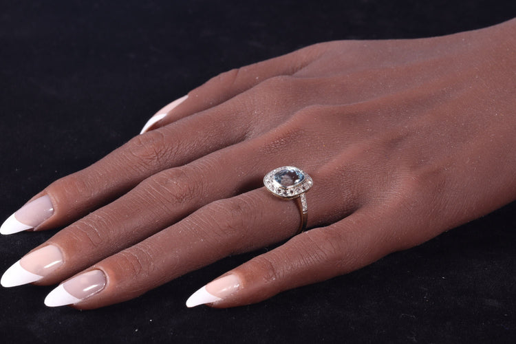 Bague 54 Bague de fiançailles Belle Epoque diamant et aigue-marine 58 Facettes 23139-0010