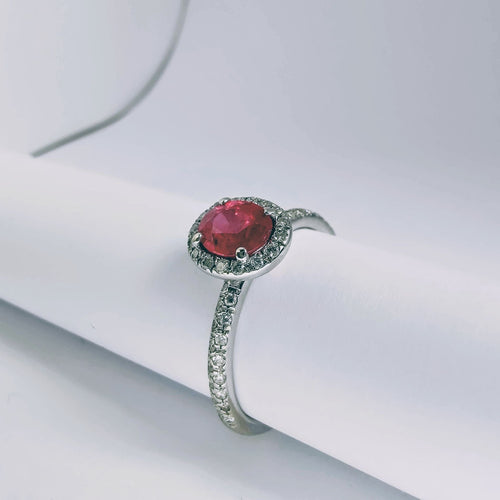 Bague Bague en or blanc diamants et rubis 58 Facettes 5569