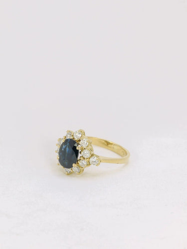Bague 52 Bague marguerite Or jaune Saphir Diamants 58 Facettes J149