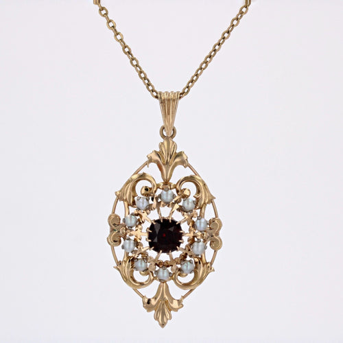 Pendentif Pendentif ancien Grenat et perles 58 Facettes 07-065