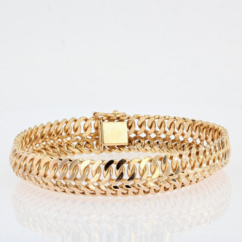 Bracelet Bracelet en or jaune ruban maille gourmette 58 Facettes 21-589
