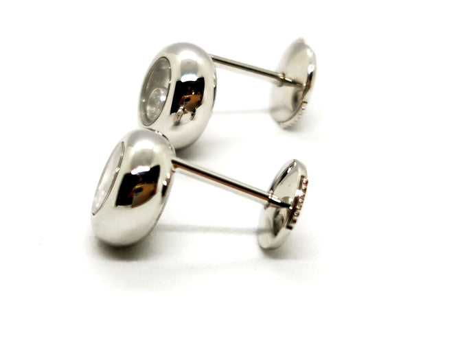 Boucles d'oreilles Chopard Boucles d'oreilles Puces Happy Diamonds Or blanc Diamant 58 Facettes 1440761CN