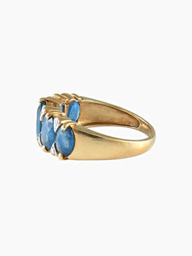 Bague deux ors Diamants Saphirs ovales 58 Facettes