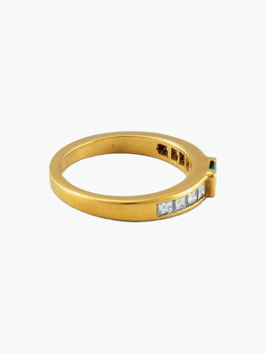 Bague 55.5 Bague Jonc Or Jaune Emeraude Diamants 58 Facettes R1672