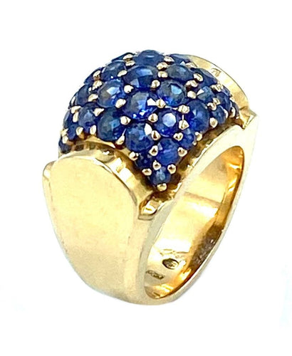 Bague GÜBELIN. Bague Tank or jaune et saphirs 58 Facettes