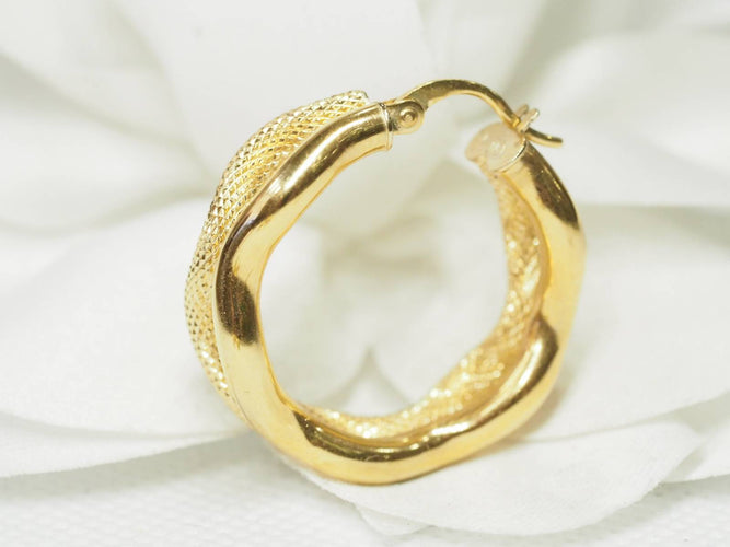 Boucles d'oreilles Boucles d'oreilles créoles double tube en or jaune 58 Facettes 19452