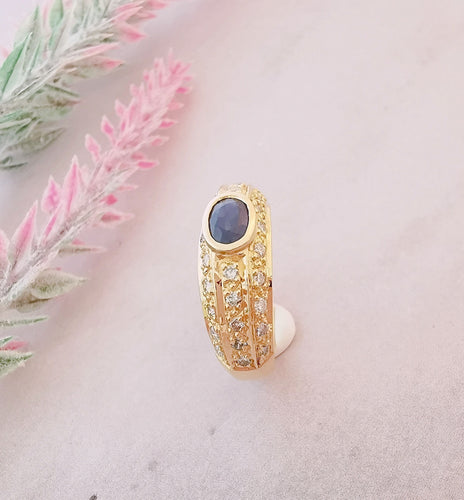 Bague Bague Jonc Saphir Diamants Or Jaune 58 Facettes AA 1108