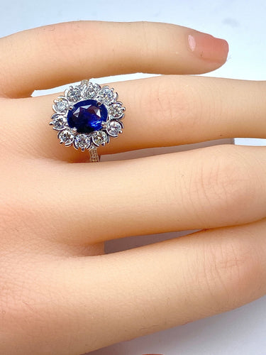 Bague 52 Bague marguerite Saphir Diamants 58 Facettes AB201