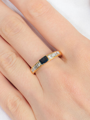 Bague 56 Bague Jonc Or Jaune Saphirs 58 Facettes R1125