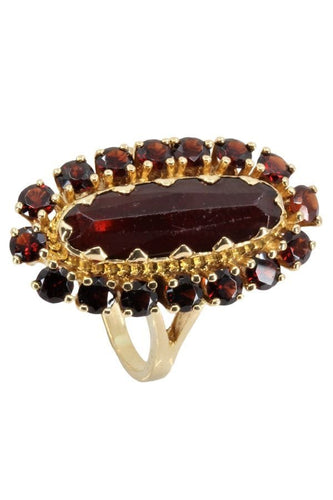 Bague BAGUE MARQUISE ANCIENNE GRENATS 58 Facettes 052441