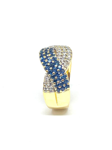Bague Bague ruban entrelacé saphirs  diamants 58 Facettes