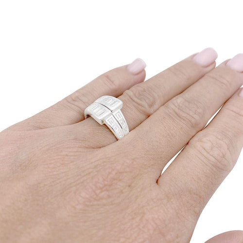 Bague 51 Bague or blanc, diamants baguette. 58 Facettes 33421