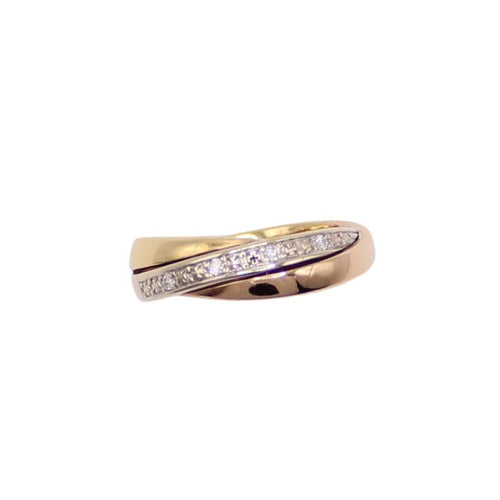 Bague Alliance effet trois ors et diamants 58 Facettes