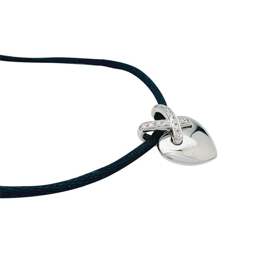 Pendentif Pendentif coeur Chaumet, collection "Liens", or blanc et diamants. 58 Facettes 31587