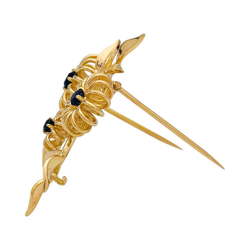 Broche Broche Boucheron "Fleurs" en or rose et saphirs. 58 Facettes 31646