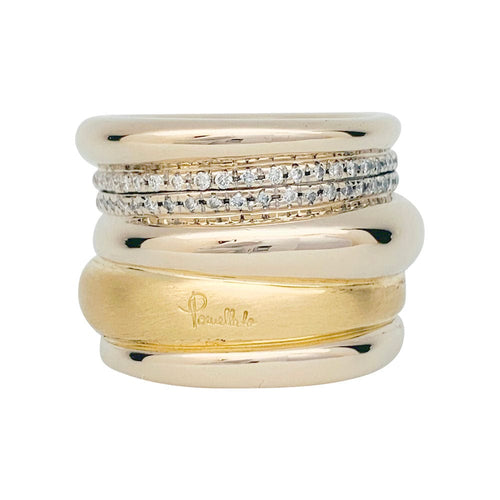 Bague 52 Bague Pomellato en or naturel et jaune modèle "Tubulaire", diamants. 58 Facettes 31173
