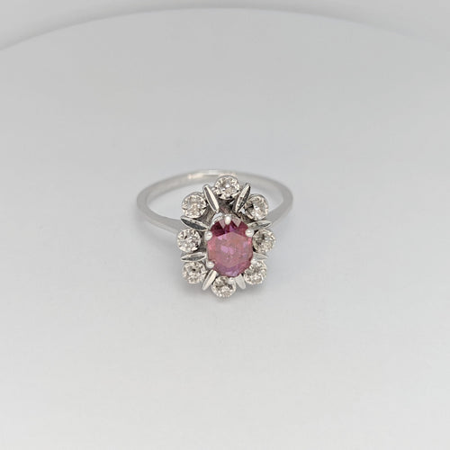 Bague Bague Marguerite en or blanc diamants et rubis 58 Facettes 16115