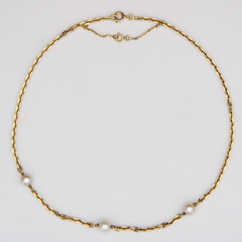 Collier Collier ras du cou or jaune 3 perles 58 Facettes 16-348A