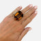 Bague 47 Bague Tank, or rose et citrines. 58 Facettes 31699