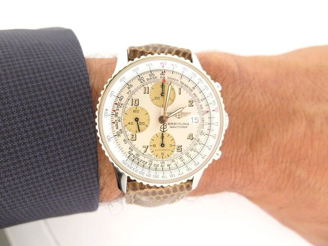 Montre montre BREITLING old navitimer d13022 chronographe auto 42m or acier 58 Facettes 253469