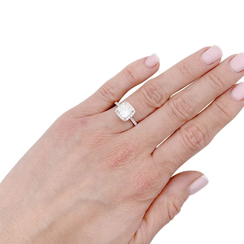 Bague 51 Bague diamant coussin, platine. 58 Facettes 32601