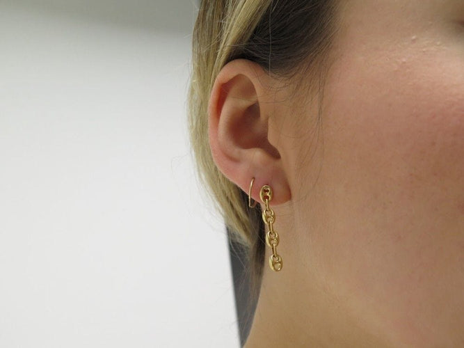Collier parure collier + boucles d'oreilles maille grain de cafe or 18k 58 Facettes 258005