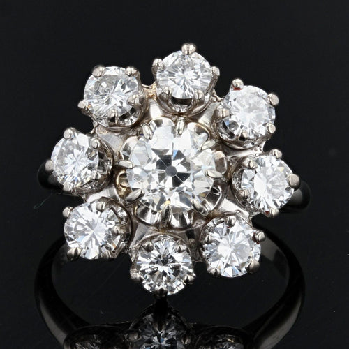 Bague 52 Bague fleur de diamants ancienne 58 Facettes 21-528