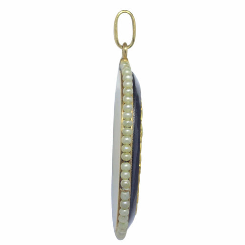 Pendentif Pendentif Médaille Marie nacre onyx et perles de rocaille 58 Facettes 23191-0428