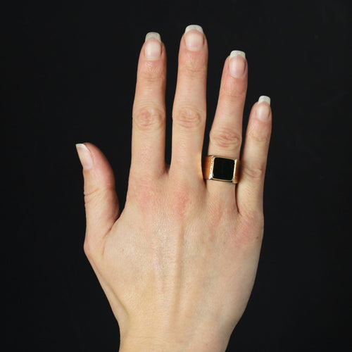 Bague 55 Chevalière ancienne or et jaspe sanguin 58 Facettes 23-314