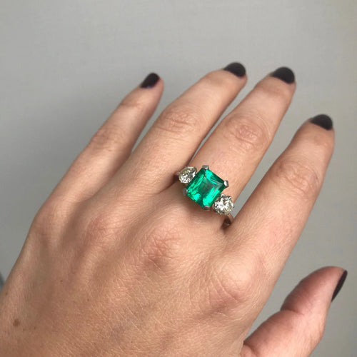 Bague Bague Platine Diamant Emeraude Colombienne 58 Facettes