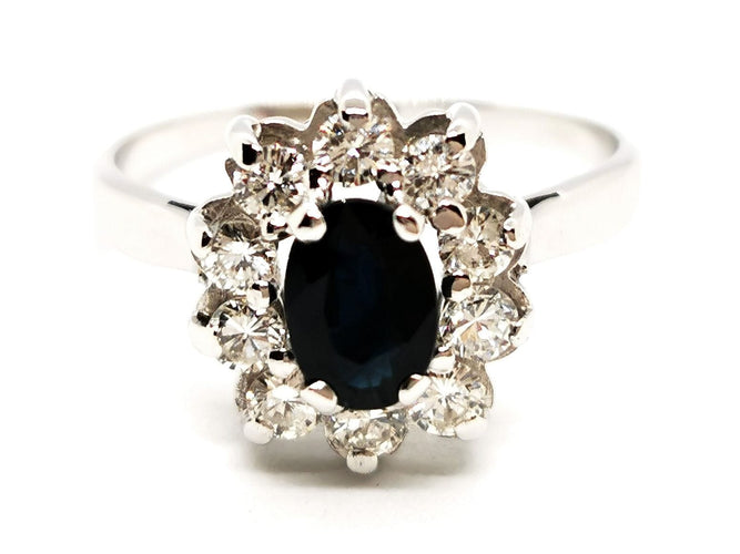 Bague 60 Bague Fleur Or blanc Saphir 58 Facettes 1638626CN