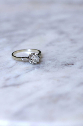 Bague Solitaire Art Déco diamant 0.50 Ct 58 Facettes