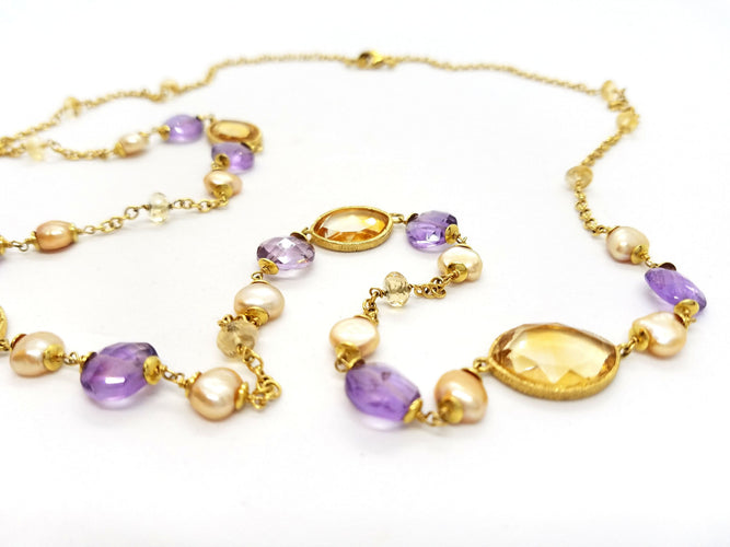 Collier Collier Sautoir Or jaune Citrine 58 Facettes 06600CD