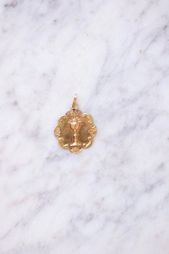 Pendentif Médaille ancienne au calice sur or rose 58 Facettes