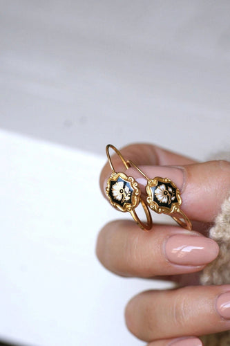 Boucles d'oreilles poissardes en or et émail 58 Facettes