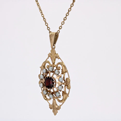 Pendentif Pendentif ancien Grenat et perles 58 Facettes 07-065