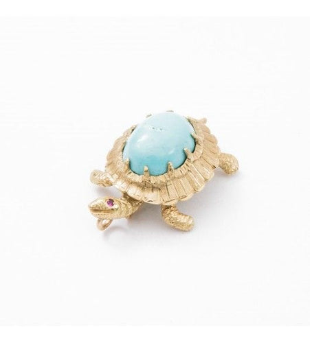 Broche 2.5 cm x 3.5 cm / Jaune / Or 750 Broche Tortue 58 Facettes 140457R