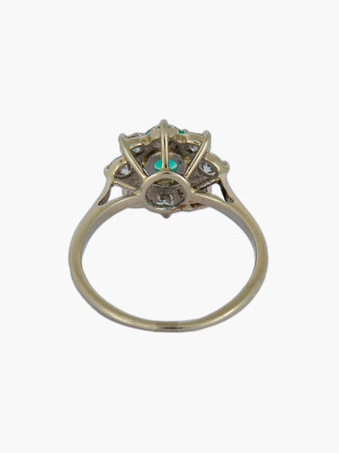 Bague Bague Marguerite diamants et émeraude 58 Facettes