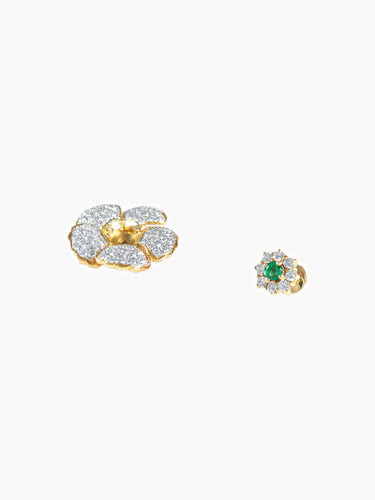 Boucles d'oreilles Boucles d'oreilles Marguerite Emeraudes Diamants 58 Facettes