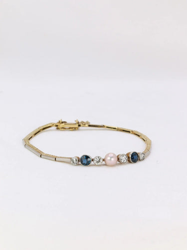 Bracelet Bracelet Belle Epoque 2 Ors Perle fine Diamants Saphirs 58 Facettes J292