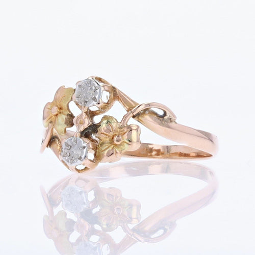 Bague 57 Bague 3 ors motifs floraux ancienne 58 Facettes 22-447B