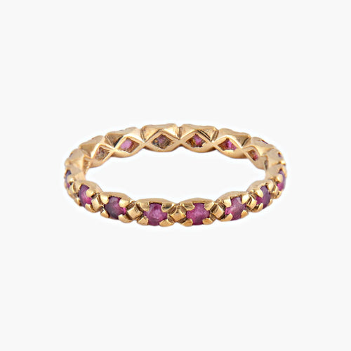 Bague 52 / Rubis / Or Jaune ALLIANCE "ROUGE" OR & RUBIS 58 Facettes BO/220065