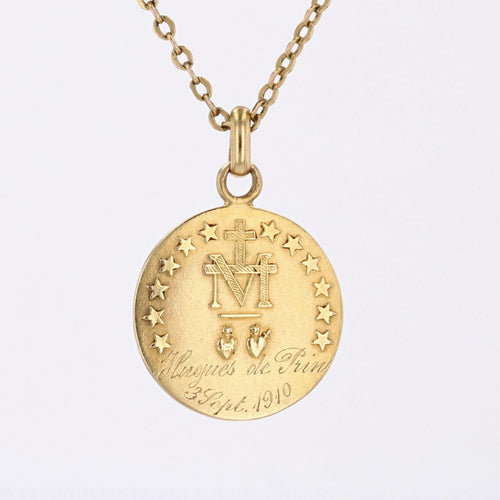 Pendentif Médaille ancienne Vierge Miraculeuse or jaune 58 Facettes 19-491