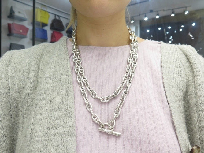 Collier rare collier HERMES sautoir chaine d'ancre 120cm 307gr ceinture argent 58 Facettes 253897