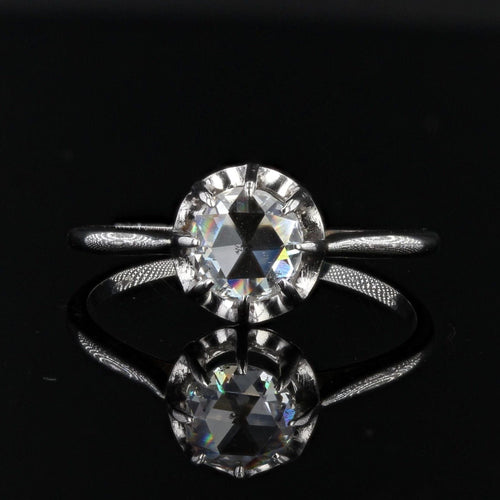 Bague 54 Solitaire diamant taillé en rose 58 Facettes 22-051