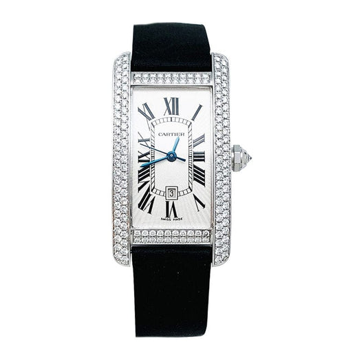 Montre Montre Cartier, "Tank américaine", en or blanc et diamants. 58 Facettes 30410