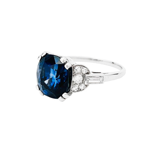 Bague 53 Bague saphir 6.67 carats, platine et diamants. 58 Facettes 30768