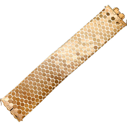 Bracelet Large bracelet motif nid-d'abeilles en or rose. 58 Facettes 31070