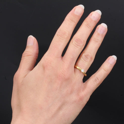 Bague 54 Petit solitaire diamant sur or jaune 58 Facettes 21-316